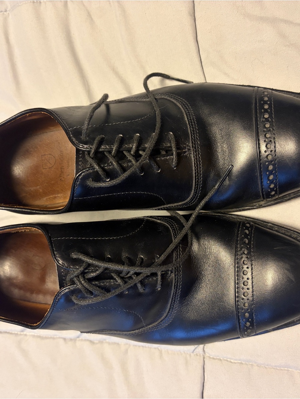 Allen Edmonds Black Leather Cap-Toe Oxfords